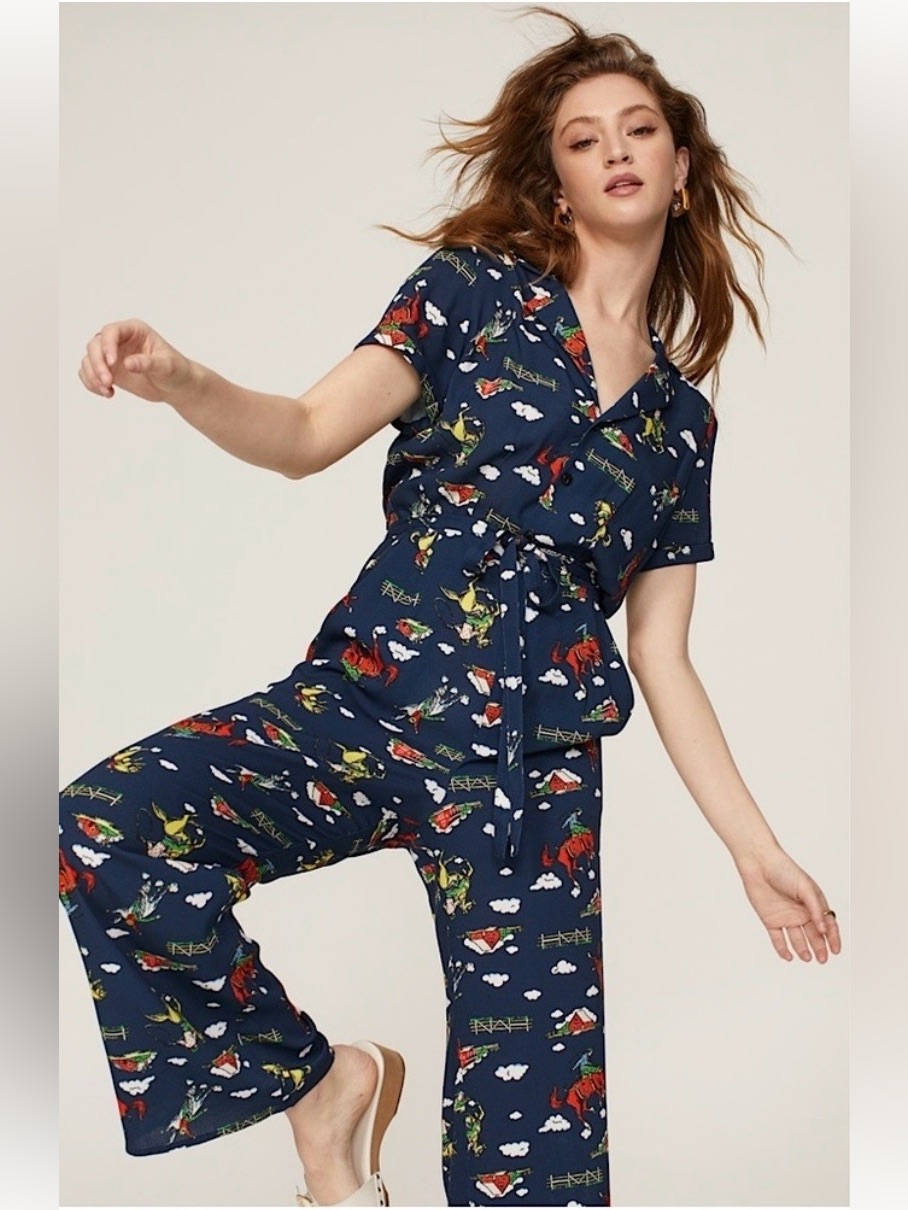 Hvn Western Rodeo Print Short Sleeve Button Up Cowgirl Kitschy Cute Jumpsuit 10 — image 3 of 8